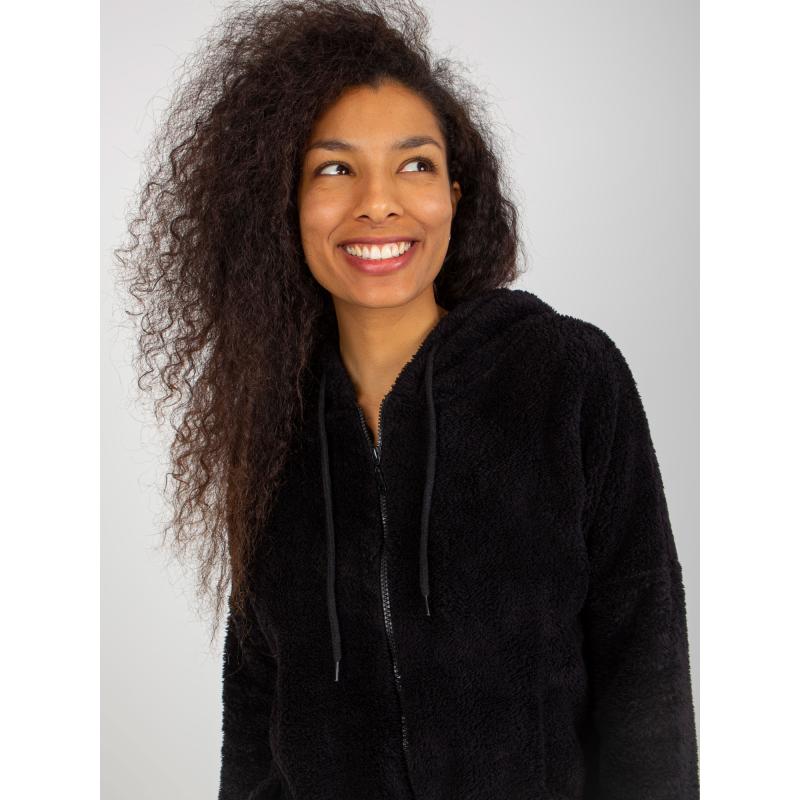 Női pulóver zsebekkel RUE PARIS fekete