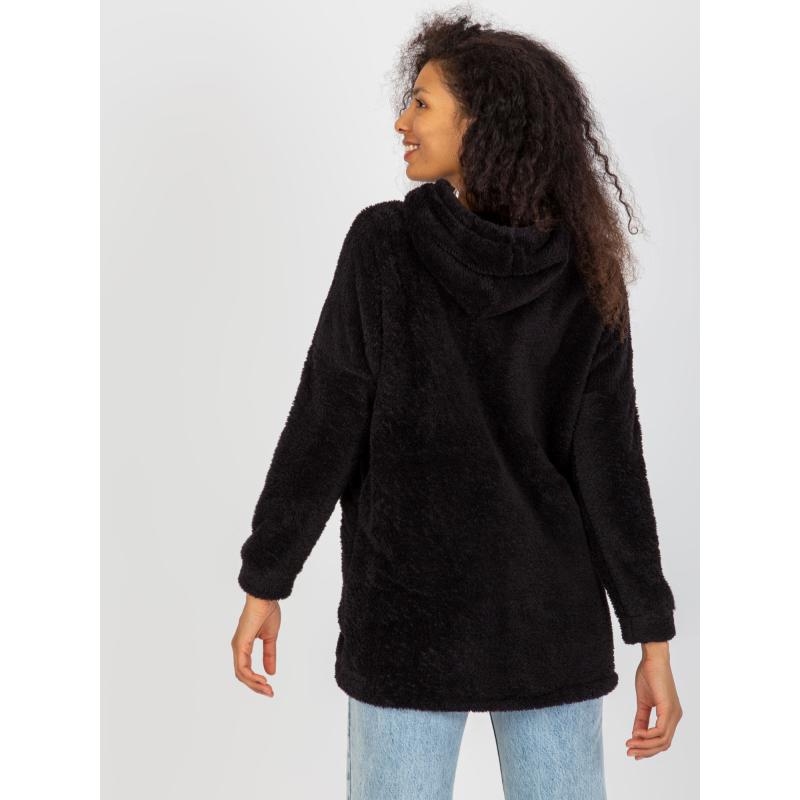 Női pulóver zsebekkel RUE PARIS fekete