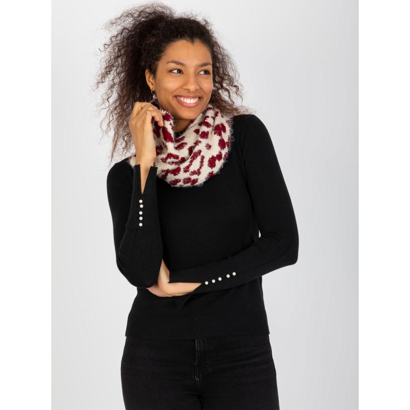 Dámský svetr se vzorem ESME světle béžový a kaštanový 