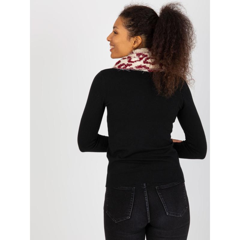 Dámský svetr se vzorem ESME světle béžový a kaštanový 