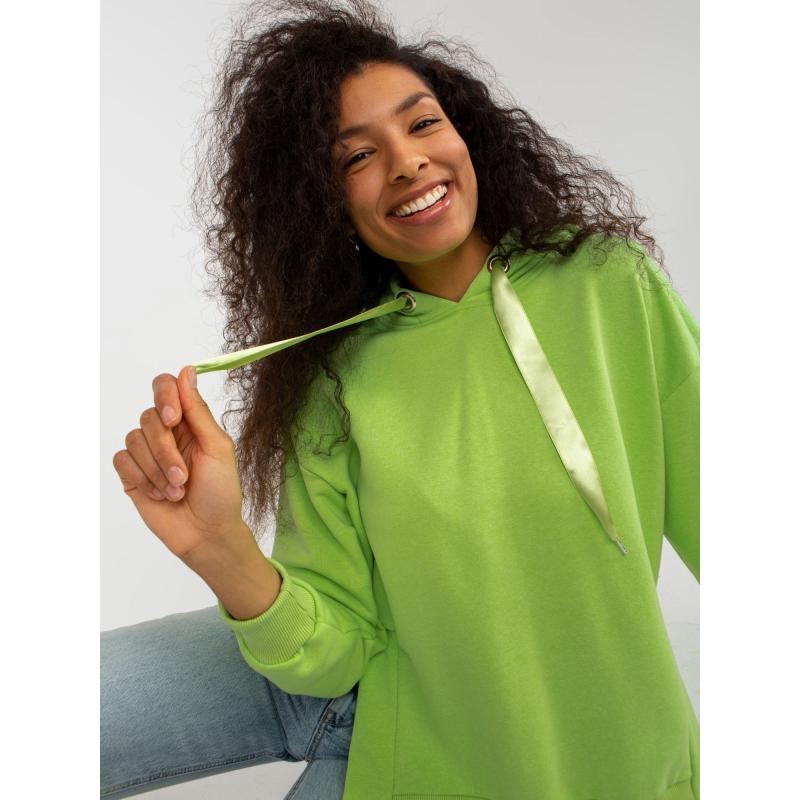 Dámská mikina s kapucí a vázáním MEGAN světle zelená 