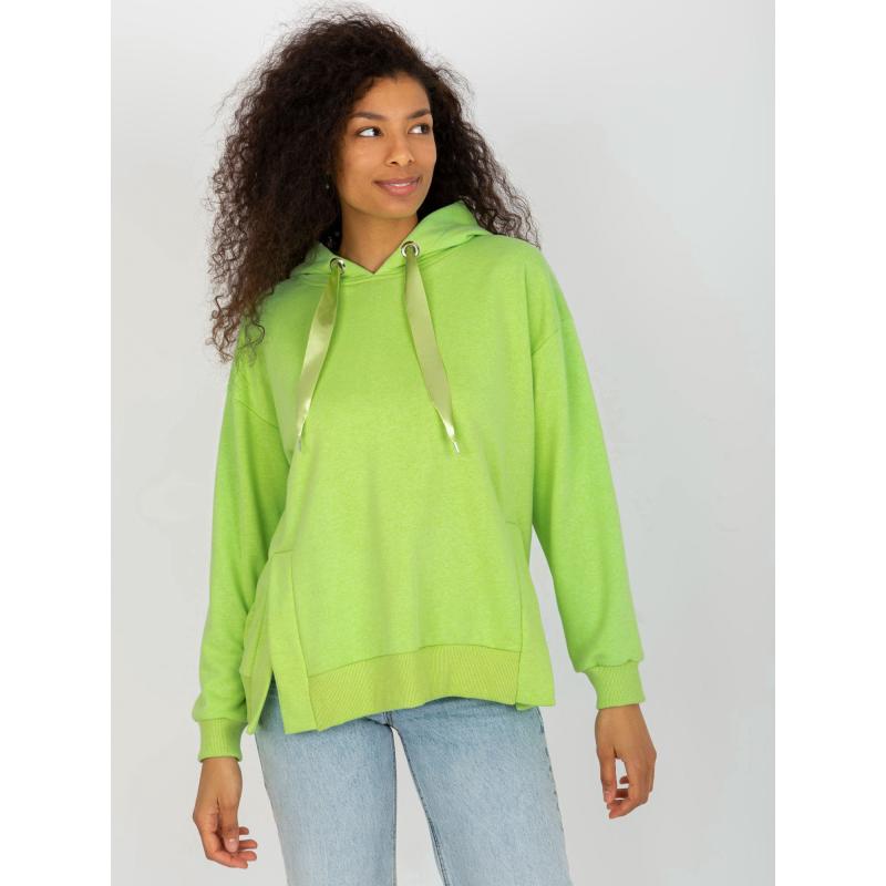 Dámská mikina s kapucí a vázáním MEGAN světle zelená 