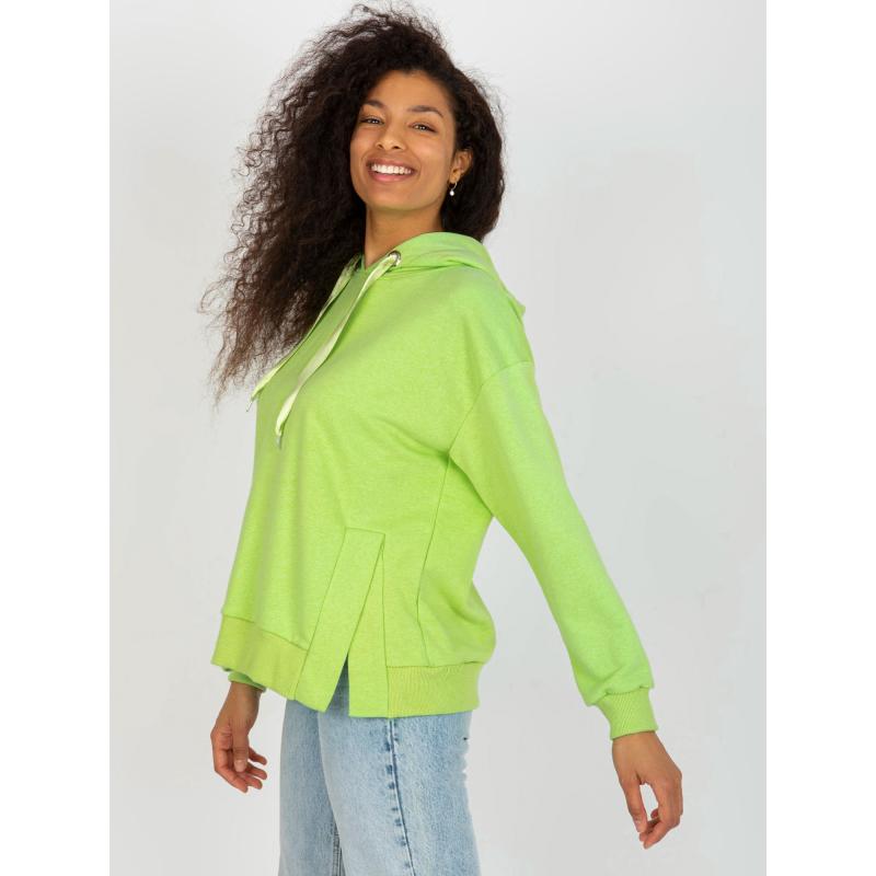 Dámská mikina s kapucí a vázáním MEGAN světle zelená 