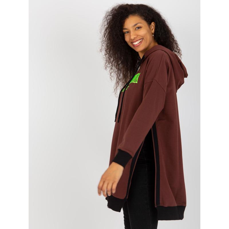 Dámská mikina s kapucí a nápisy ASHLEY tmavě hnědá