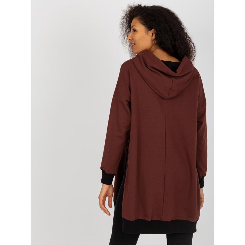 Dámská mikina s kapucí a nápisy ASHLEY tmavě hnědá