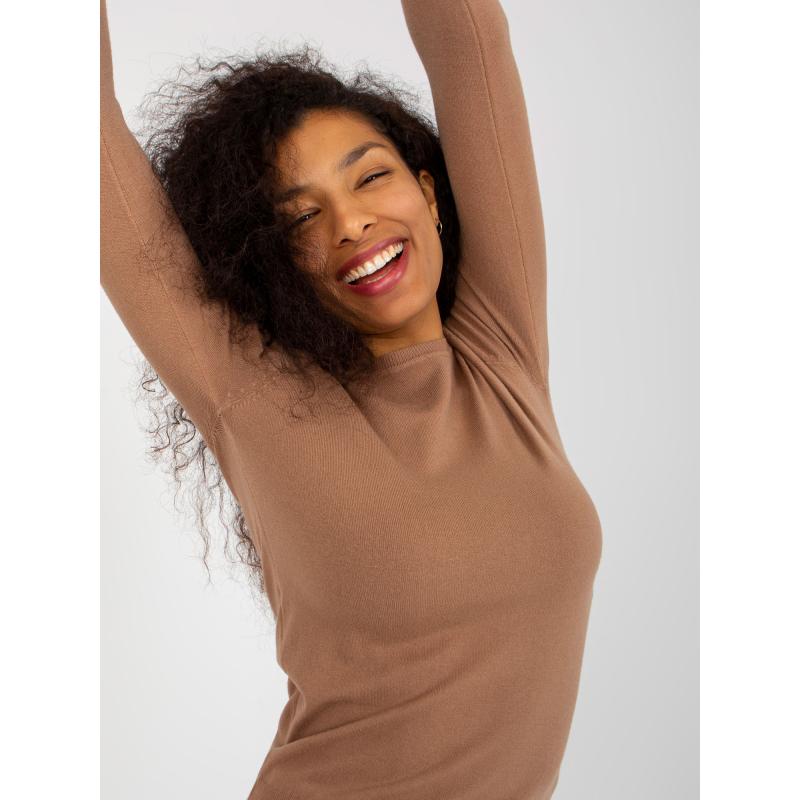 Dámský svetr s kulatým výstřihem CHARLIZE hnědý