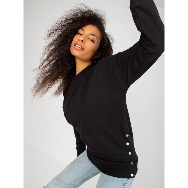 Dámska mikina s kapucňou a zapínaním na cvoky OCH BELLA čierna