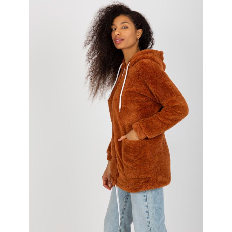 Dámská mikina s kapsami RUE PARIS světle hnědá 