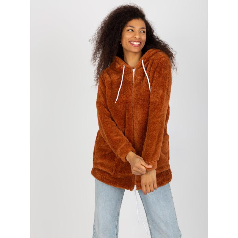 Dámská mikina s kapsami RUE PARIS světle hnědá 