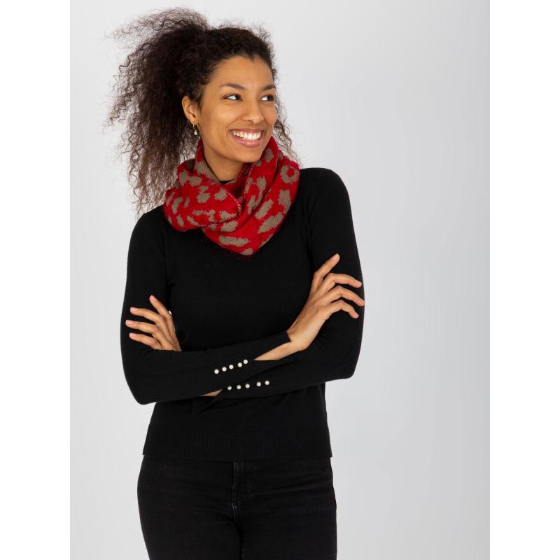 Dámský komín vzorovaný RUTH červený/tmavě béžový 