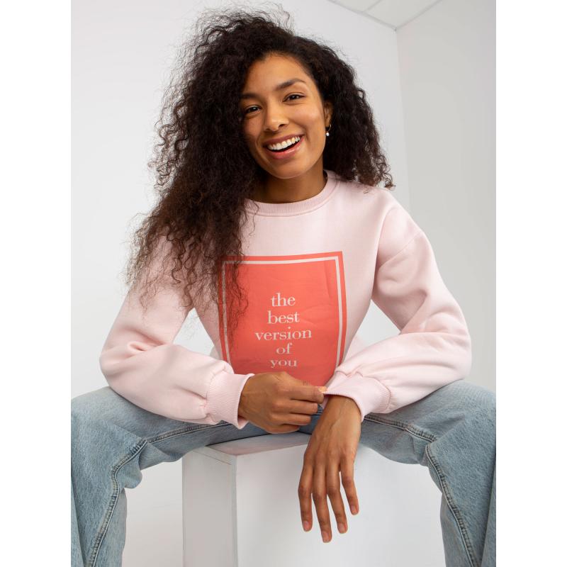 Női oversize print pulóver MYRTIE világos rózsaszínű