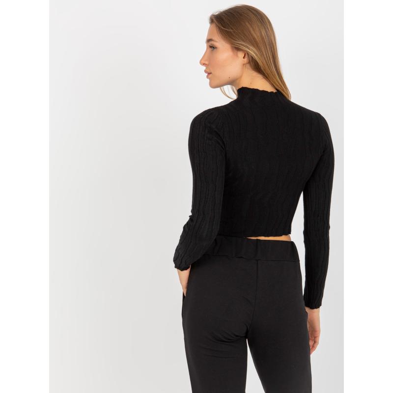 Női rövid galléros pulóver ROSE fekete