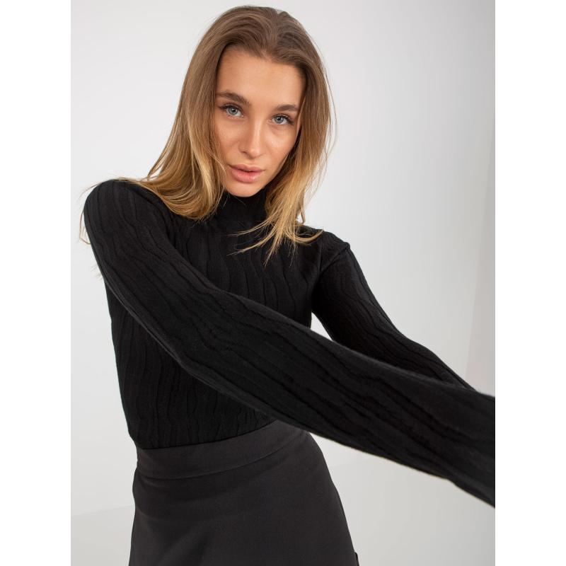 Női szabott félgarbós pulóver LIMA fekete