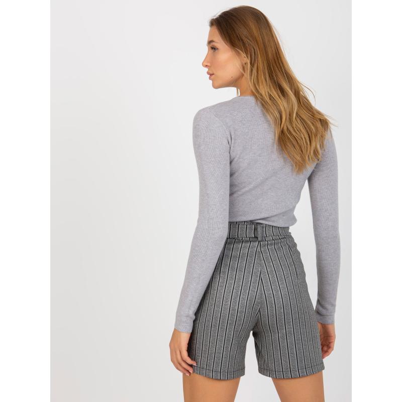 Dámské šortky s kapsami pruhované elegantní BERNA šedé 