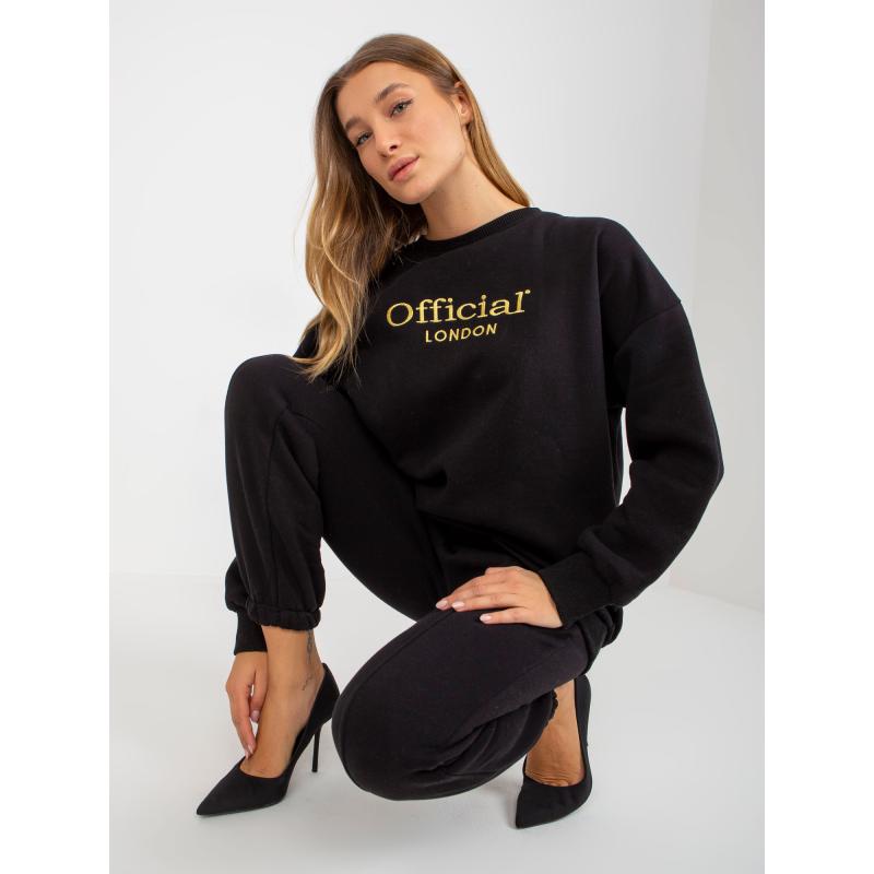 Női szett pulóverrel, BELLA felirattal fekete