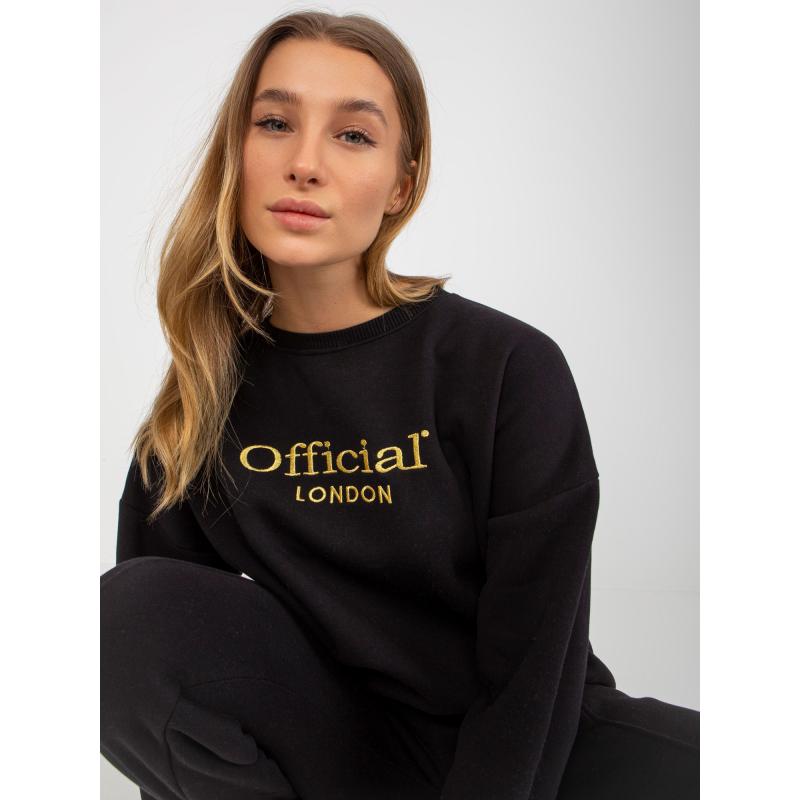 Női szett pulóverrel, BELLA felirattal fekete