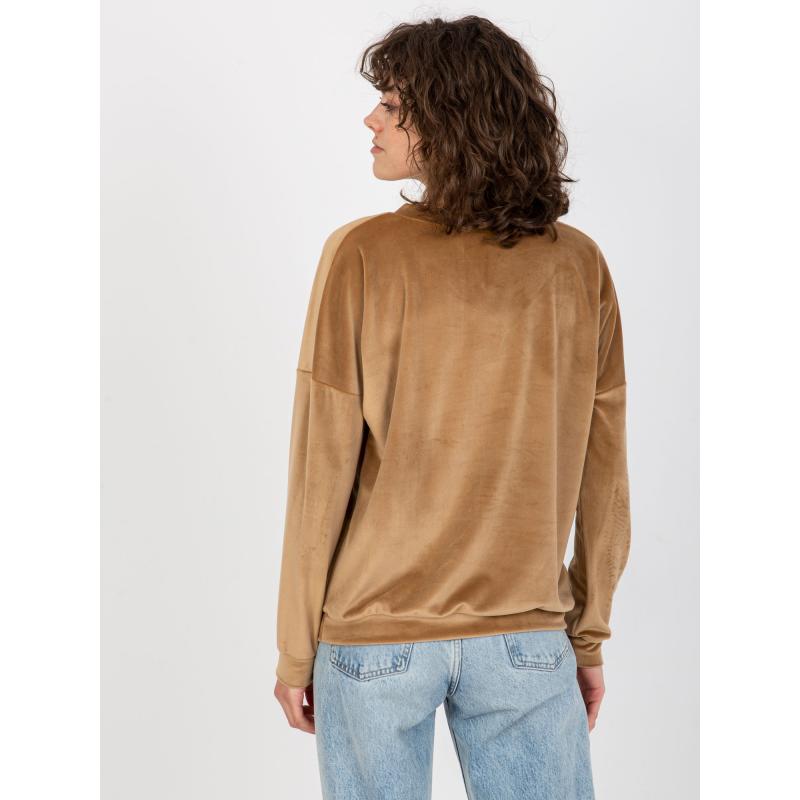 Dámská mikina s kapucí a výstřihem SOLAINE hnědá