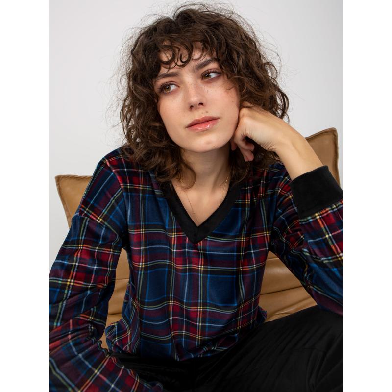 Dámská souprava s kostkovanou mikinou RUE PARIS tmavě modrá  