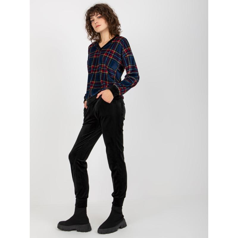 Dámská souprava s kostkovanou mikinou RUE PARIS tmavě modrá  