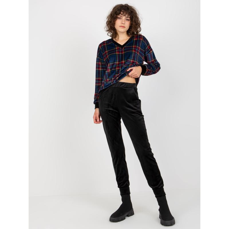 Dámská souprava s kostkovanou mikinou RUE PARIS tmavě modrá  