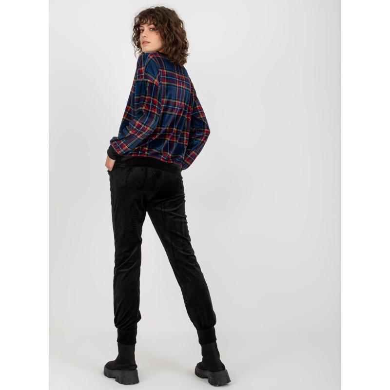 Dámská souprava s kostkovanou mikinou RUE PARIS tmavě modrá  