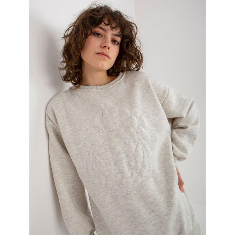 Dámská mikina s kapucí a výšivkou CATELINE světle šedá