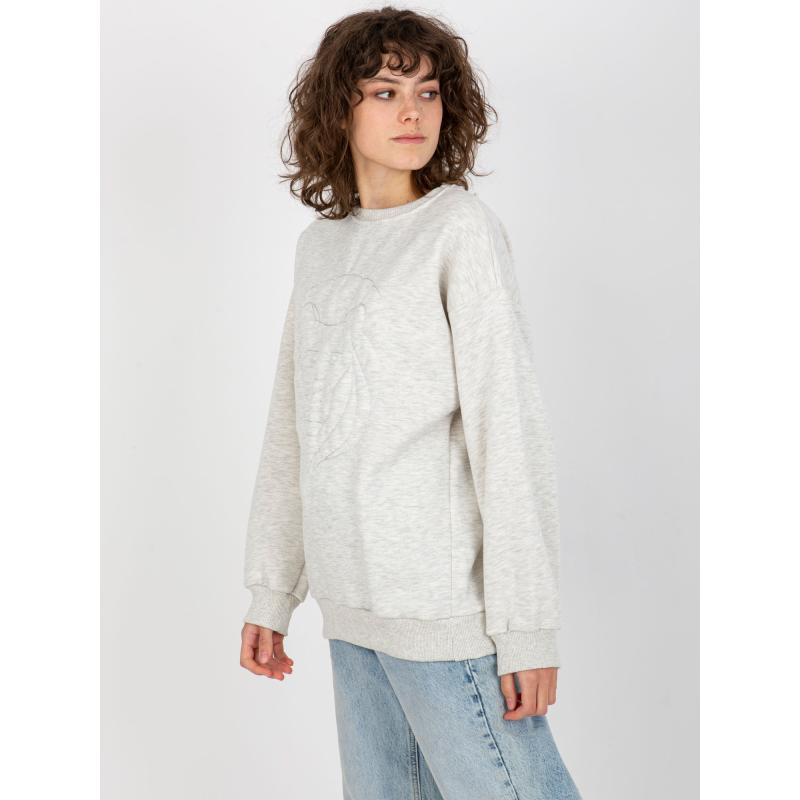 Dámská mikina s kapucí a výšivkou CATELINE světle šedá