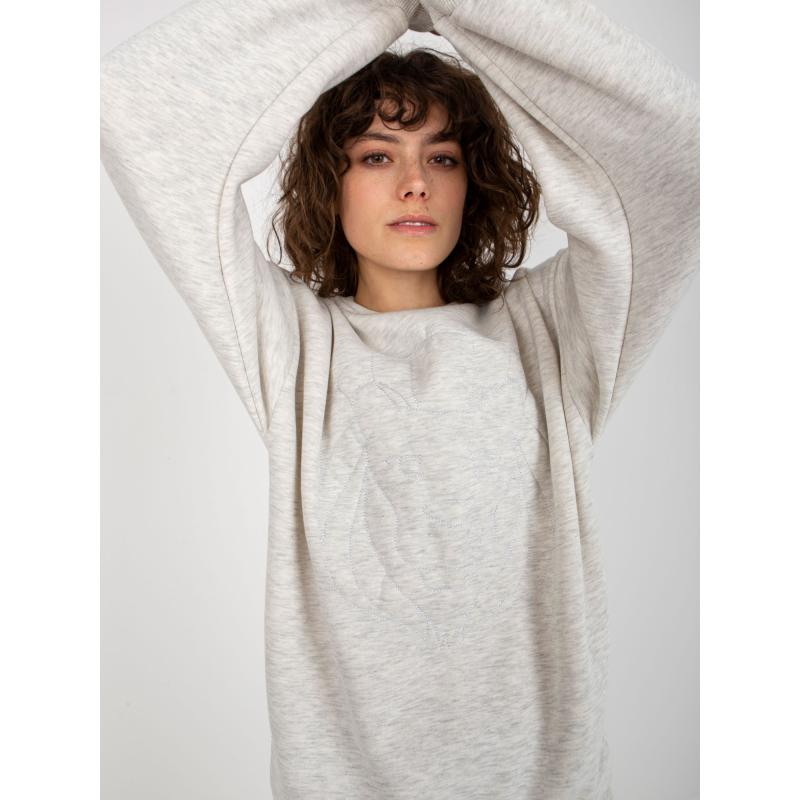 Dámská mikina s kapucí a výšivkou CATELINE světle šedá
