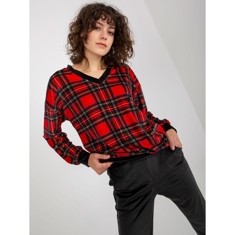 Női kockás blúz szett RUE PARIS piros