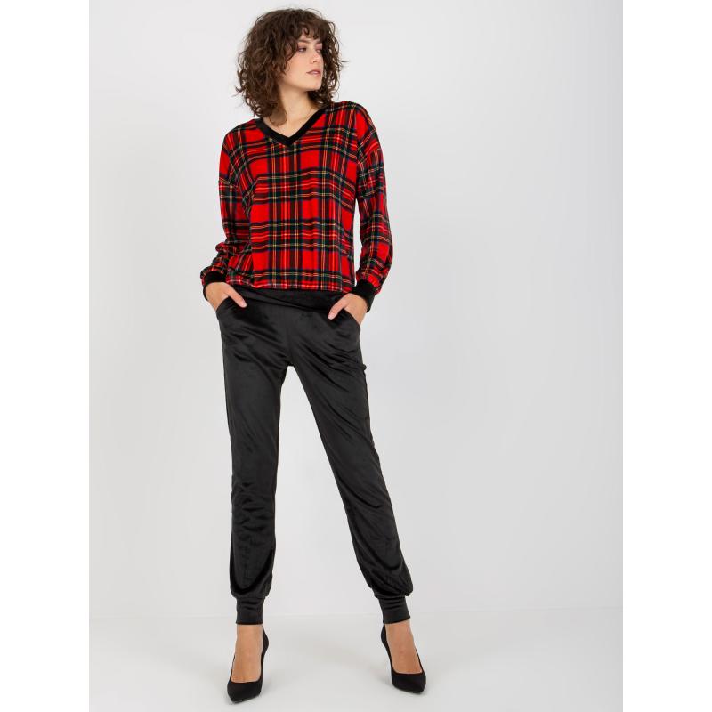 Női kockás blúz szett RUE PARIS piros