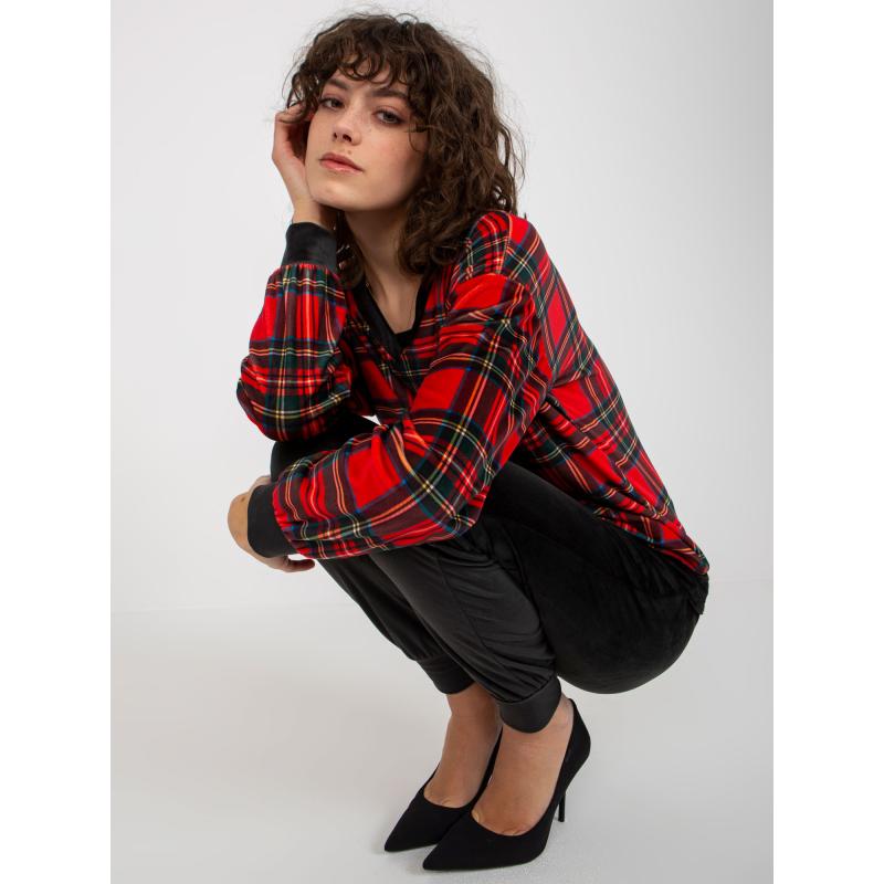 Női kockás blúz szett RUE PARIS piros