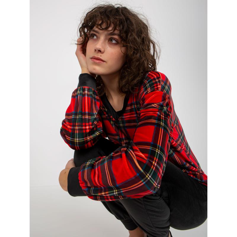 Női kockás blúz szett RUE PARIS piros