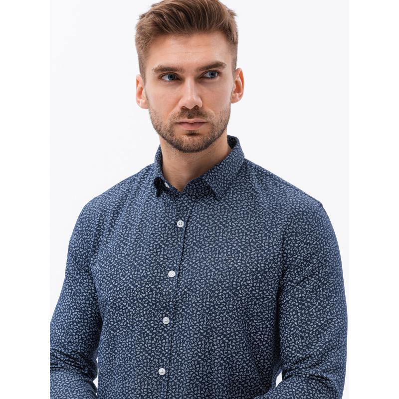 Pánska košeľa s dlhým rukávom MANTEL tmavo modrá