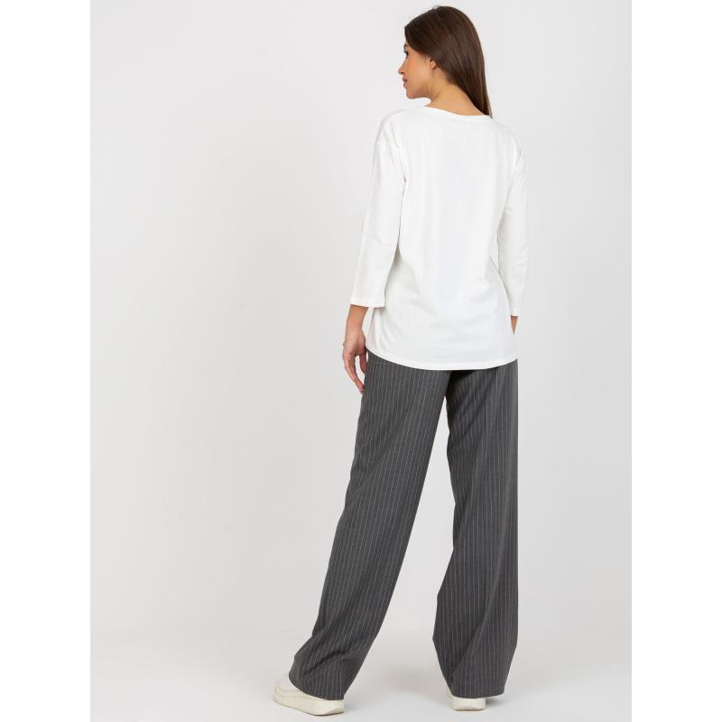 Női blúz kerek nyakkivágással ANID ekrü színű