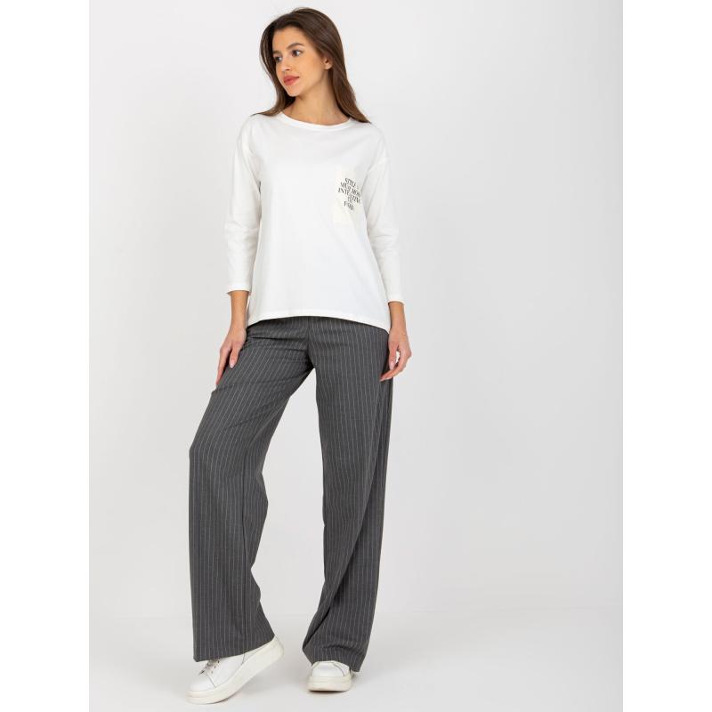 Női blúz kerek nyakkivágással ANID ekrü színű