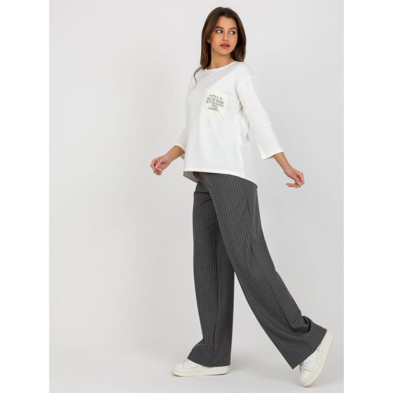 Női blúz kerek nyakkivágással ANID ekrü színű