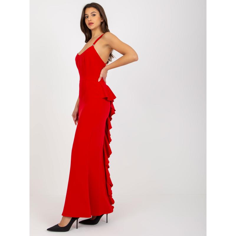 Női keresztpántos maxi estélyi ruha SHENA piros