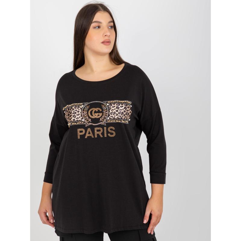 Dámská halenka s kulatým výstřihem plus size ORLENA černá 