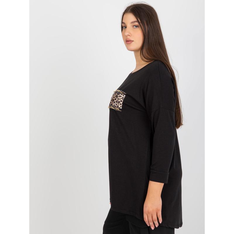 Dámská halenka s kulatým výstřihem plus size ORLENA černá 