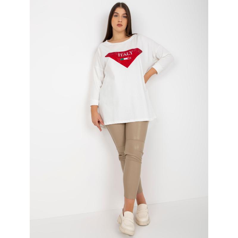 Dámská halenka s aplikací a potiskem PLUS SIZE ecru