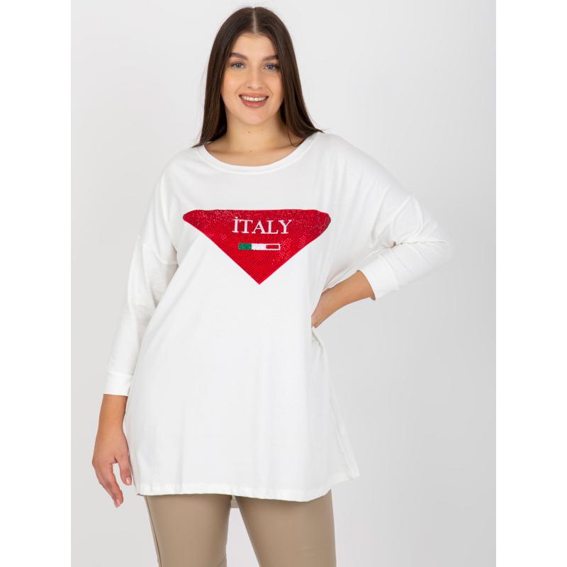 Dámská halenka s aplikací a potiskem PLUS SIZE ecru