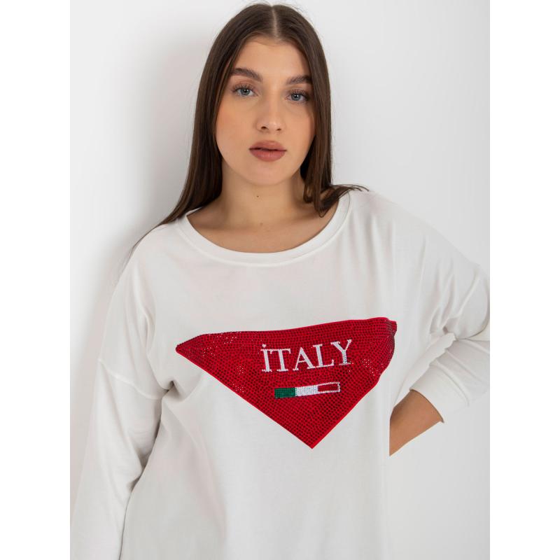 Dámská halenka s aplikací a potiskem PLUS SIZE ecru