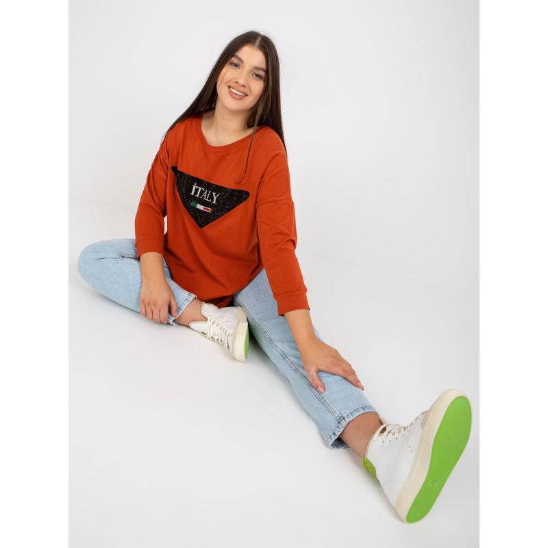 Dámská halenka s aplikacemi plus size FAWNIA cihlová  