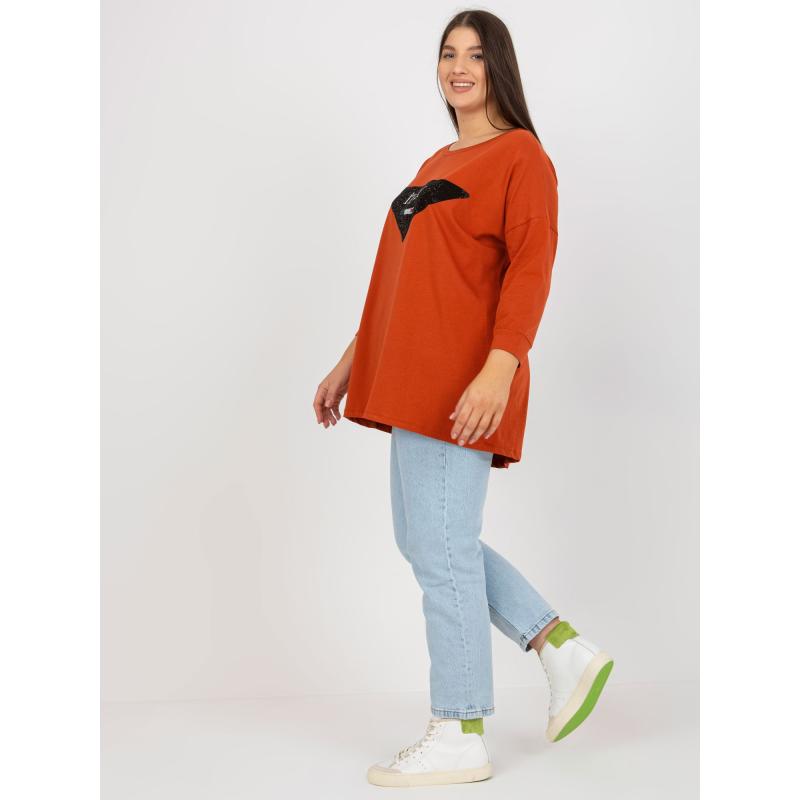 Dámská halenka s aplikacemi plus size FAWNIA cihlová  