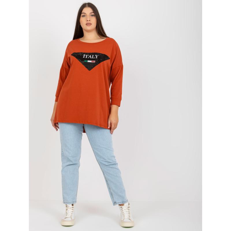 Dámská halenka s aplikacemi plus size FAWNIA cihlová  