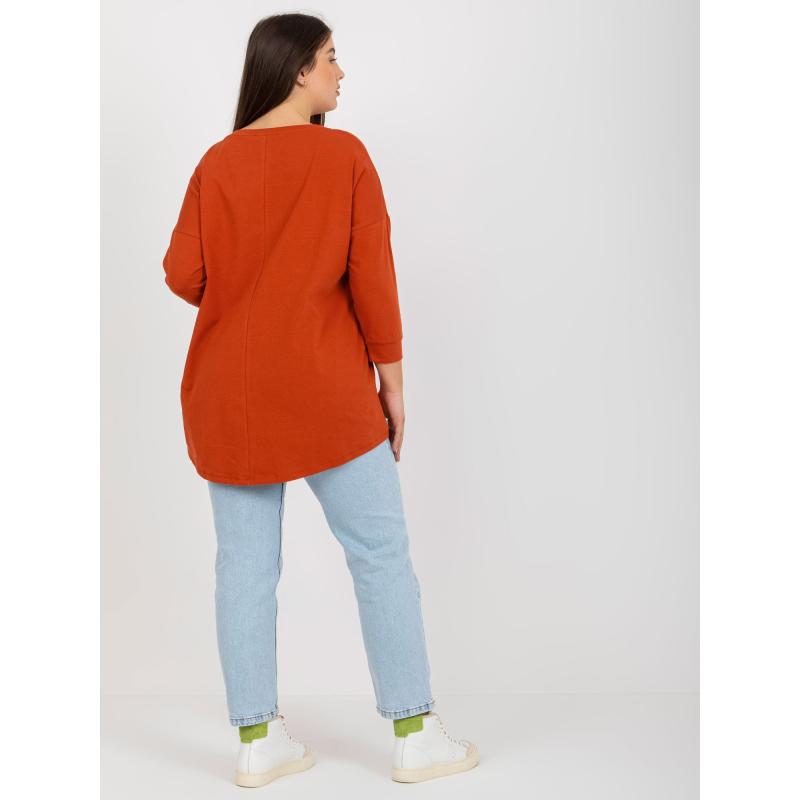 Dámská halenka s aplikacemi plus size FAWNIA cihlová  