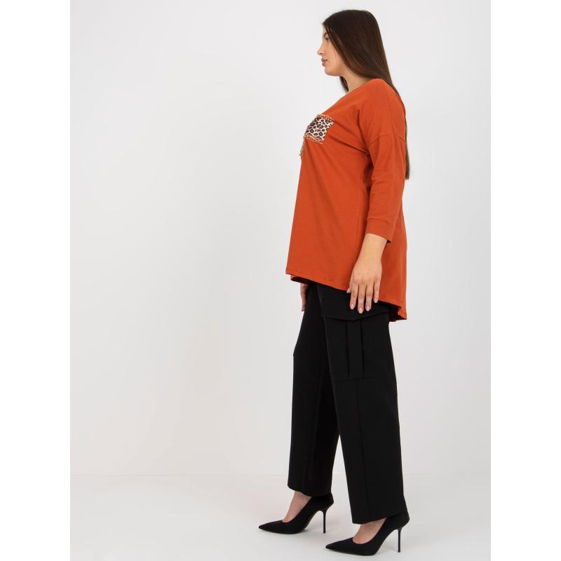 Dámská halenka s aplikacemi plus size CHERELL cihlová  