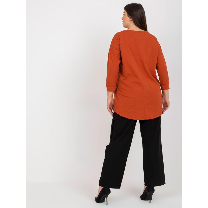 Dámská halenka s aplikacemi plus size CHERELL cihlová  