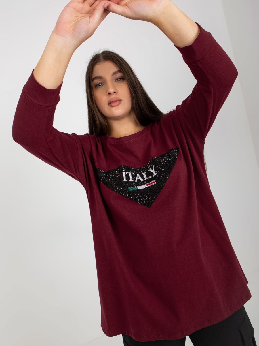 Női 3/4-es ujjú plus size blúz NINON szilva