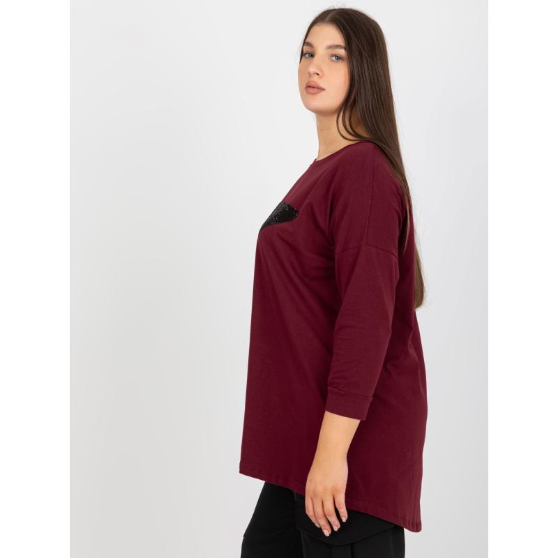 Dámská halenka s 3/4 rukávy plus size NINON švestková 